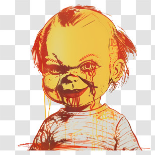 Chucky - Creepy Doll With Blood Illustration Transparent PNG
