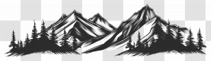 Mountain Outline - Silhouette Of A Majestic Mountain Range Transparent PNG
