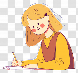 Student Writing - Girl Writing In Notebook Transparent PNG