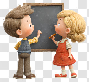 Children Writing On Blackboard - Children Learning At Blackboard Transparent PNG