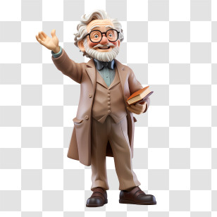 Professor - Elderly Professor Cartoon Figure With Books Transparent PNG