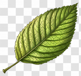 Leaf Clipart - Detailed Green Leaf Illustration Transparent PNG