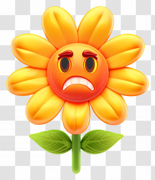 Flower - Sad Flower Emoji Design Transparent PNG