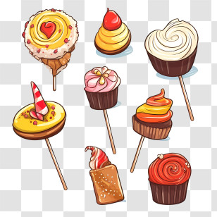 National Candy Day - Fancy Dessert Lollipops And Cupcakes Transparent PNG