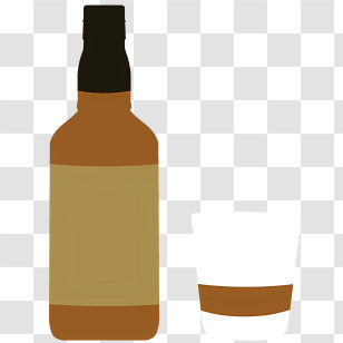 Whiskey - Whiskey Bottle With Glass Transparent PNG