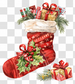 Christmas Sock - Christmas Stocking Filled With Gifts Transparent PNG