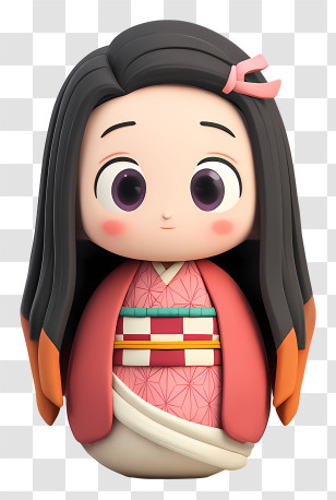 Kawaii Nezuko Kamado - Kawaii Kimono Doll Transparent PNG