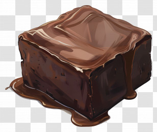Fudge - Delicious Chocolate Brownie With Glaze Transparent PNG