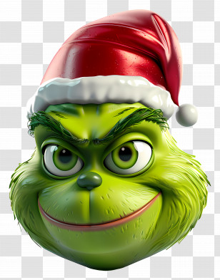 Grinch Christmas - Green Character In Santa Hat For Christmas Transparent PNG