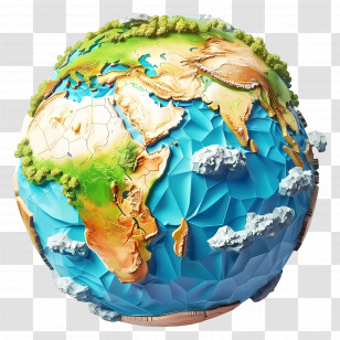 3d Earth Planet - 3D Colorful Globe With Continents Transparent PNG