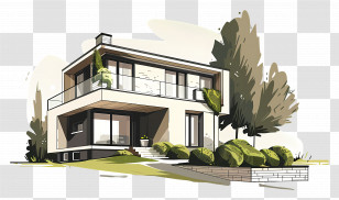 Modern Minimalist House - Stylish Modern Minimalist House Illustration Transparent PNG