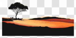 Africa Landscape - Silhouette Of Tree At Sunset Landscape Transparent PNG
