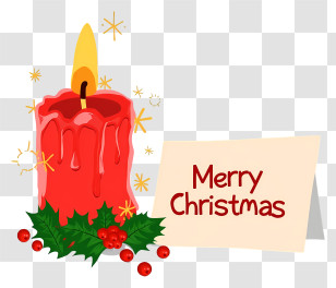 Christmas Candle - Merry Christmas Candle Card Transparent PNG