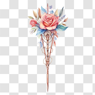 Watercolor Arrow
 - Elegant Floral Spear Illustration With Pink Rose Transparent PNG
