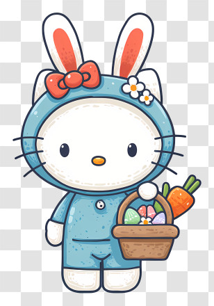 Hello Kitty Happy Easter - Cute Bunny Costume Character Transparent PNG