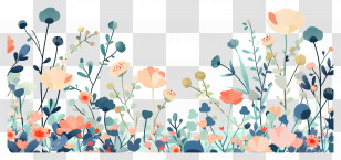 Pastel Flower - Pastel Wildflower Field Pattern Illustration Transparent PNG