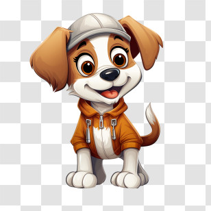 Cartoon Dog - Cartoon Dog Wearing An Orange Hoodie Transparent PNG