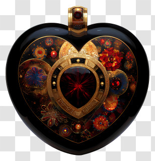Jewel Decorative Art - Ornate Black Heart Pendant Transparent PNG