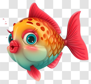 Cartoon 3d Valentine Fish - Colorful Cartoon Fish Illustration Transparent PNG