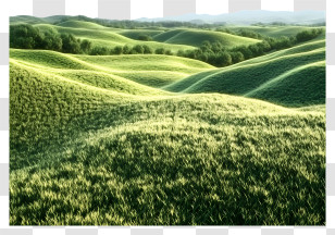 Lush Green Meadow - Green Hills In Serene Landscape Transparent PNG