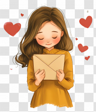 Love Letters For Her - Girl With Love Letter Transparent PNG