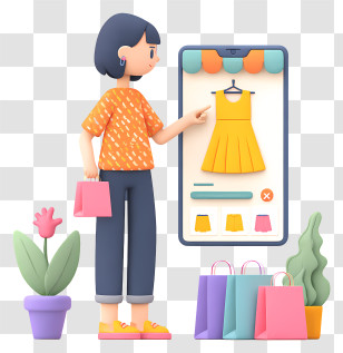 Online Shopping - Woman Browsing Dress On Shopping App Transparent PNG