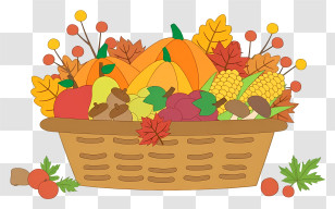 Harvest Basket Arrangement - Autumn Harvest Basket Transparent PNG