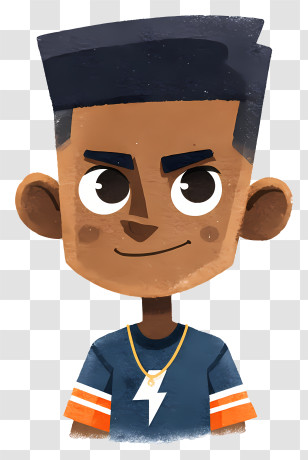 Cheerful Cartoon Boy - Stylized Boy Head Portrait Transparent PNG