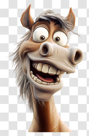Quirky Horse - Joyful Cartoon Horse With Big Smile Transparent PNG
