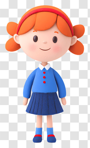 Primary School Child - Girl In School Uniform Ready For Class Transparent PNG