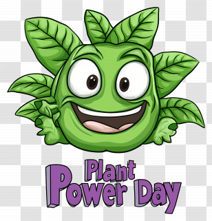 World Plant Power Day - Green Leaf Character For Plant Power Day Transparent PNG