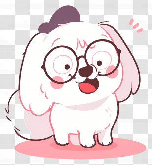Cute White Dog - Cute Cartoon White Dog With Glasses Transparent PNG