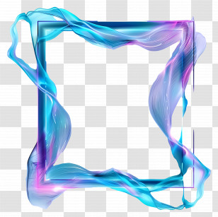 Neon Blue Frame - Blue Glowing Artistic Frame Transparent PNG