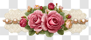 Lace Band With Rose - Elegant Pink Roses Bouquet Transparent PNG