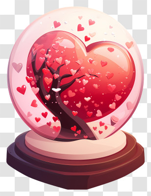 Valentine Snowglobe - Heart Snow Globe With Tree Transparent PNG