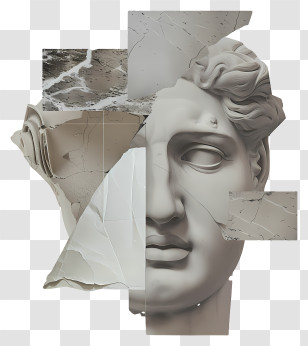 Collage Like Greek Head - Fragmented Classical Statue In Abstract Style Transparent PNG