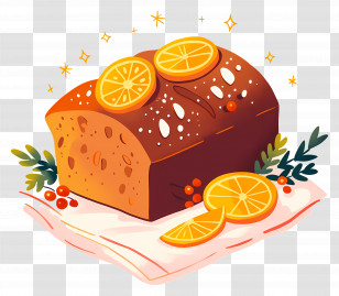 Christmas Bread - Orange Loaf Bread Topped With Citrus Slices Transparent PNG