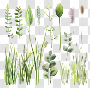 Grass - Various Green Plants And Grasses Transparent PNG