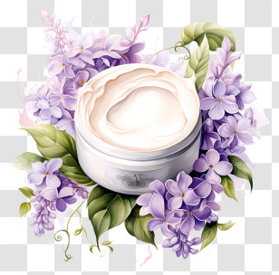 Winter Skin Relief - Cosmetic Cream With Purple Flowers Transparent PNG