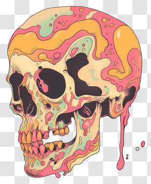 Death Skull - Colorful Melting Skull Illustration Transparent PNG
