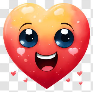 Watercolor Emoji With Heart Eyes - Smiling Heart Emoji With Big Happy Eyes Transparent PNG