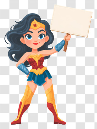 Wonder Woman Holding Placard - Wonder Woman Holding A Blank Sign Transparent PNG