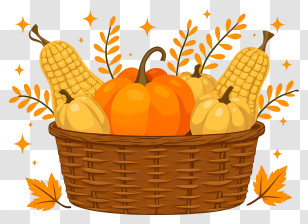 Harvest Basket Arrangement - Autumn Harvest Basket With Pumpkins Transparent PNG
