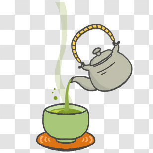 Icon - Cartoon Teapot Pouring Green Tea Transparent PNG