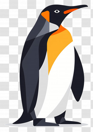 Penguin - Standing Penguin Illustration In Bold Colors Transparent PNG