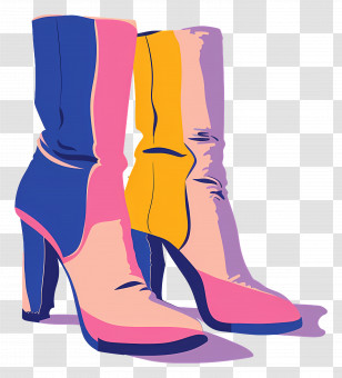 Fashion Boots - Stylized Colorful Boots Illustration Transparent PNG