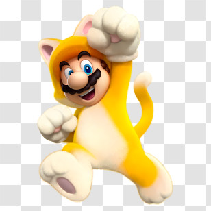 Luigi Mario - Cartoon Character In Yellow Cat Costume Transparent PNG