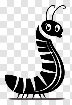 Silkworm Logo - Black And White Cartoon Caterpillar Transparent PNG
