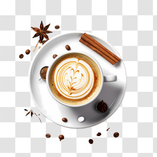 Cappuccino Day - Coffee Cup With Artistic Latte Design Transparent PNG