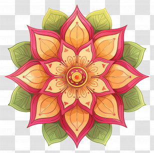 Onam Flower - Colorful Floral Mandala Design Transparent PNG